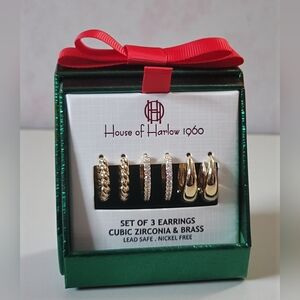 House of Harlow 1960 Gold and Silver Trio Earrings Gift Set New